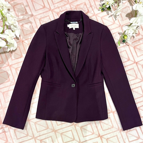 ✨💜 HOBBS London Vivienne Jacket Deep Purple Textured Blazer US Size 2 💜✨ - Picture 1 of 3